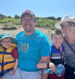 The MacDonald family on a boat