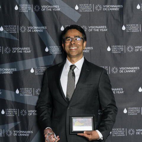 2025 Candidate Venkat Ramadoss is photographed with awards at the Ontario Grand Finale, Steam Whistle Brewing Toronto.