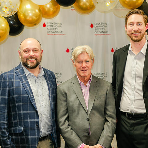 Candidate Duncan Robinson is photographed with Leadership Team Members Jaime  Stein and Kevin Parton at the 2025 BC Grand Finale, Vancouver Art Gallery. 